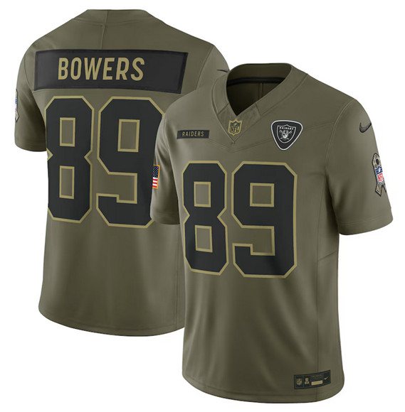Las Vegas Raiders #89 Brock Bowers Olive 2025 Salute to Service Limited Football Stitched Jersey Las Vegas Raiders #89 Brock Bowers Olive 2025 Salute to Service Limited Football Stitched Jersey
