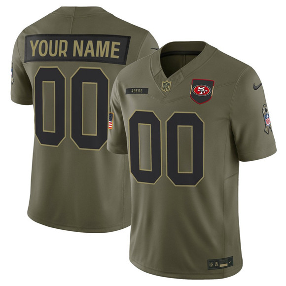 San Francisco 49ers Active Player Custom Olive 2025 Salute to Service Limited Football Stitched Jersey