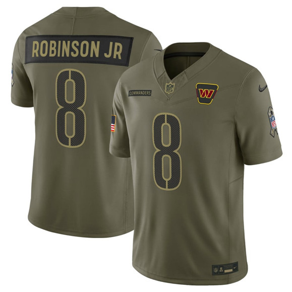 Washington Commanders #8 Brian Robinson Jr. Olive 2025 Salute to Service Limited Football Stitched Jersey