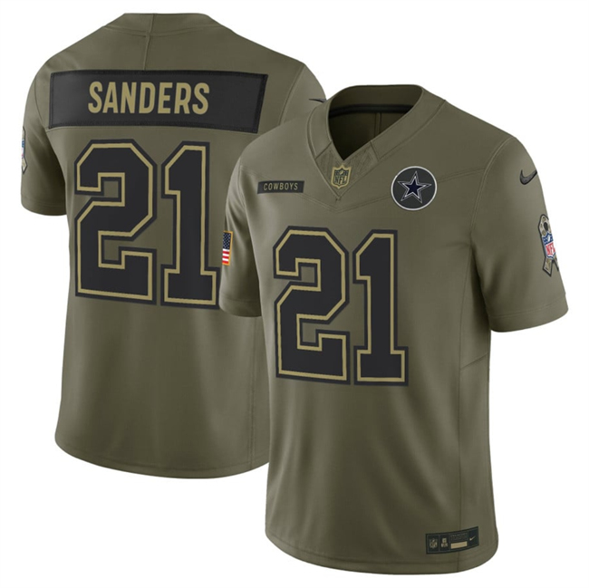 Dallas Cowboys #21 Deion Sanders Olive 2025 F.U.S.E. Salute to Service Limited Football Stitched Jersey