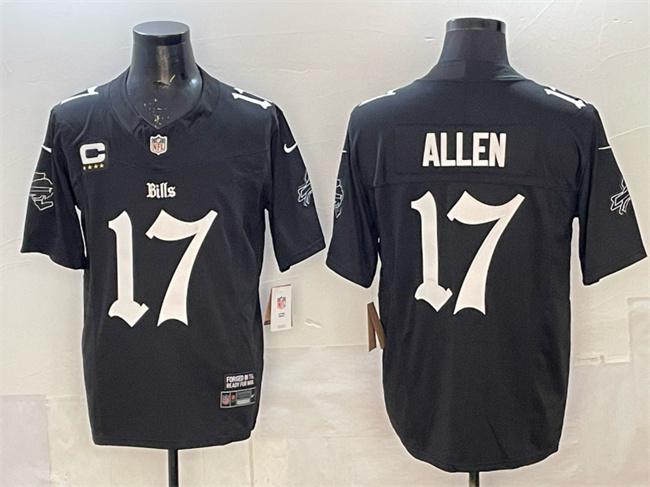 Buffalo Bills #17 Josh Allen Black F.U.S.E. 'Gothic Cold Front Edition' With 4-Star C Patch Vapor Limited Stitched Football Jersey
