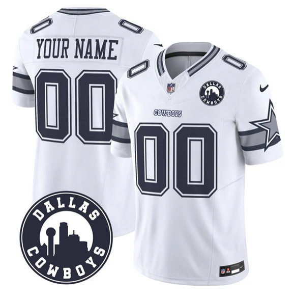 Dallas Cowboys Active Player Custom White 2025 F.U.S.E Dallas City Patch Vapor Untouchable Limited Football Stitched Game Jersey