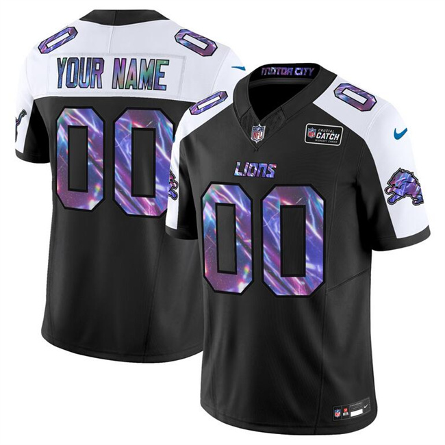 Detroit Lions Active Player Custom Black Alternate 2025 Crucial Catch F.U.S.E. Vapor Limited Football Stitched Jersey