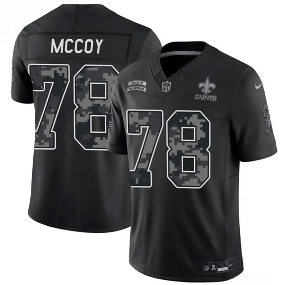 New Orleans Saints #78 Erik McCoy Black F.U.S.E. 2026 Salute to Service Limited Football Stitched Jersey New Orleans Saints #78 Erik McCoy Black F.U.S.E. 2026 Salute to Service Limited Football Stitched Jersey