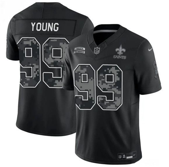 New Orleans Saints #99 Chase Young Black F.U.S.E. 2026 Salute to Service Limited Football Stitched Jersey New Orleans Saints #99 Chase Young Black F.U.S.E. 2026 Salute to Service Limited Football Stitched Jersey