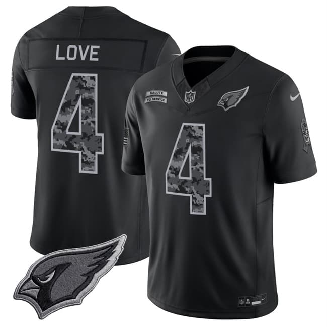 Arizona Cardinals #4 Jeremiyah Love Black 2026 F.U.S.E. Salute to Service Limited Football Stitched Jersey