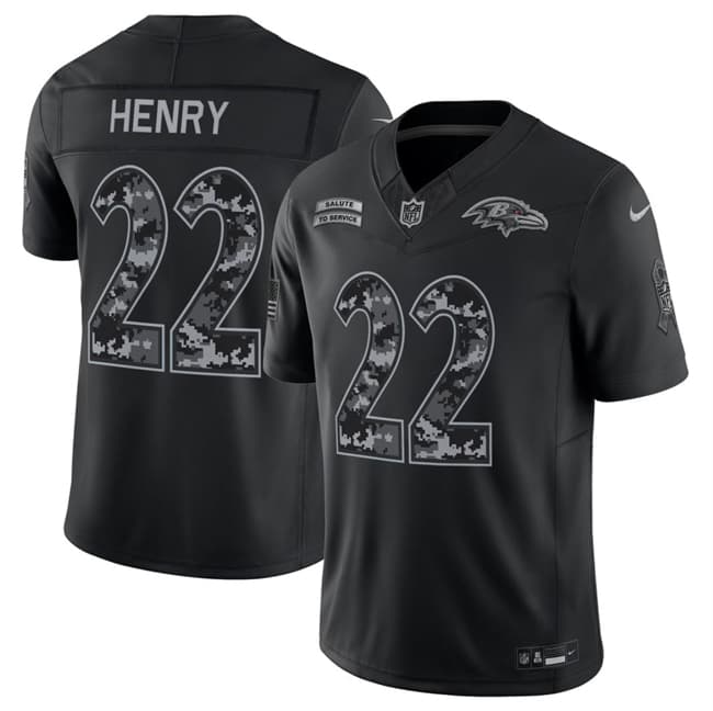 Baltimore Ravens #22 Derrick Henry Black F.U.S.E. 2026 Salute to Service Limited Football Stitched Jersey Baltimore Ravens #22 Derrick Henry Black F.U.S.E. 2026 Salute to Service Limited Football Stitched Jersey