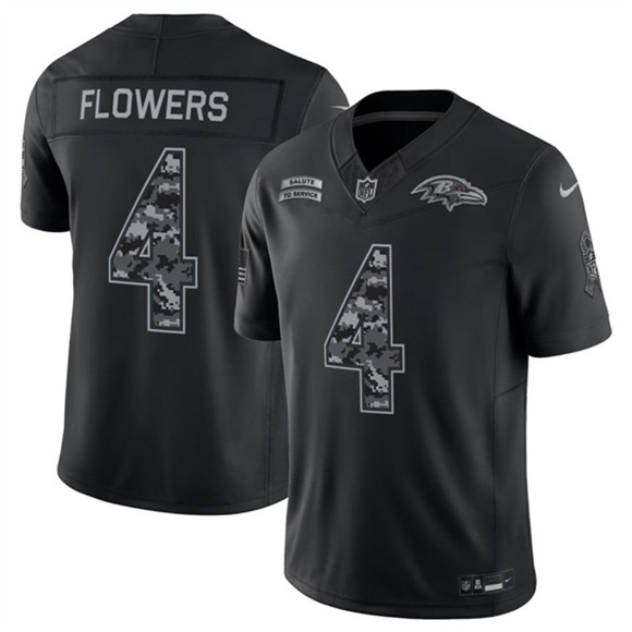 Baltimore Ravens #4 Zay Flowers Black F.U.S.E. 2026 Salute to Service Limited Football Stitched Jersey