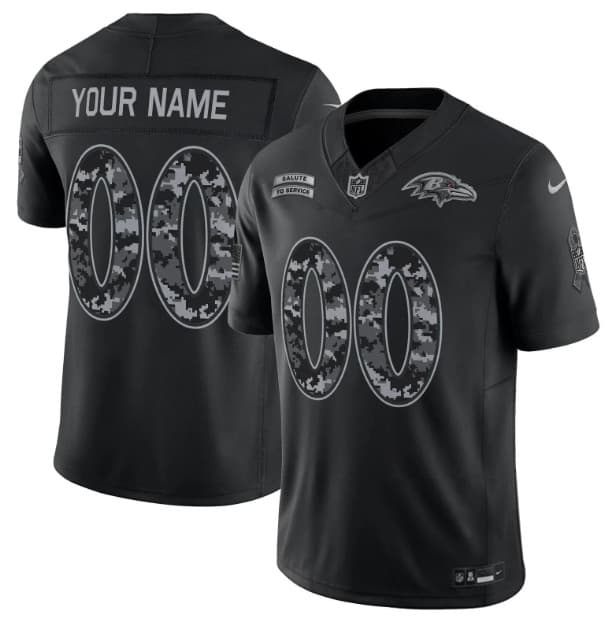 Baltimore Ravens Active Player Custom Black F.U.S.E. 2026 Salute to Service Limited Football Stitched Jersey Baltimore Ravens Active Player Custom Black F.U.S.E. 2026 Salute to Service Limited Football Stitched Jersey