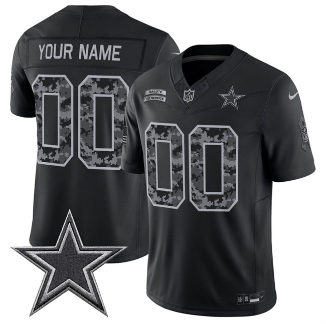 Dallas Cowboys Active Player Custom Black F.U.S.E. 2026 Salute to Service Limited Stitched Football Jersey Dallas Cowboys Active Player Custom Black F.U.S.E. 2026 Salute to Service Limited Stitched Football Jersey