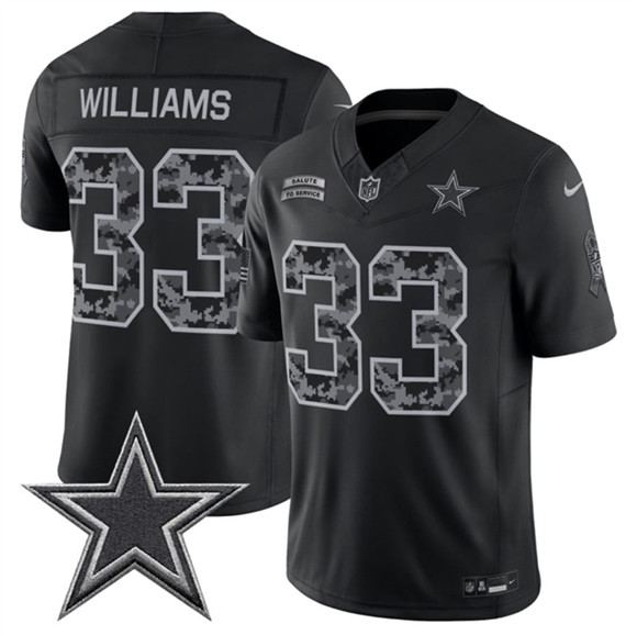 Dallas Cowboys #33 Javonte Williams Black 2026 F.U.S.E. Salute to Service Limited Stitched Football Jersey Dallas Cowboys #33 Javonte Williams Black 2026 F.U.S.E. Salute to Service Limited Stitched Football Jersey