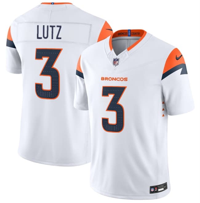 Denver Broncos #3 Wil Lutz White 2026 F.U.S.E. Vapor Limited Stitched Football Jersey