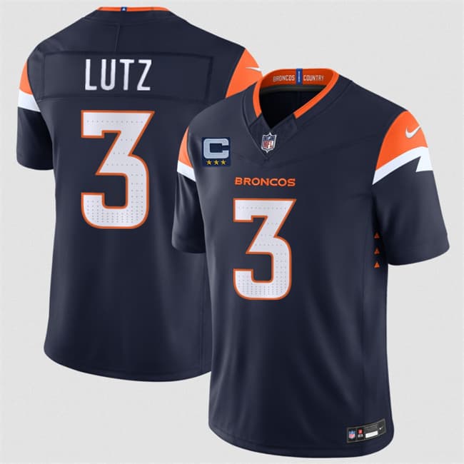 Denver Broncos #3 Wil Lutz Navy 2026 F.U.S.E. With 3-Star C Patch Vapor Limited Stitched Football Jersey