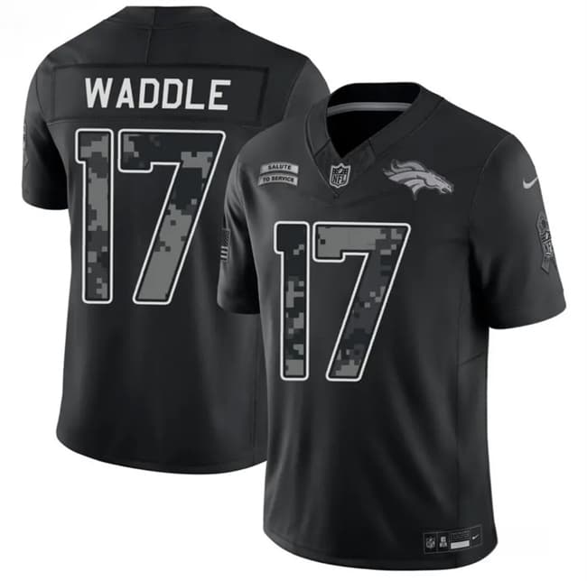 Denver Broncos #17 Jaylen Waddle Black 2026 F.U.S.E. Salute to Service Limited Stitched Football Stitched Jersey
