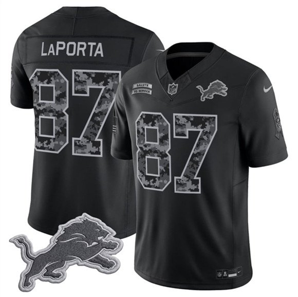 Detroit Lions #87 Sam LaPorta Black F.U.S.E. 2026 Salute to Service Limited Football Stitched Jersey