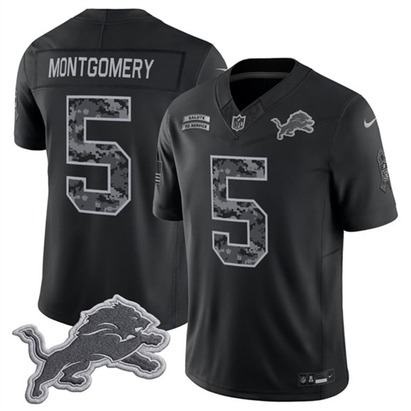 Detroit Lions #5 David Montgomery Black F.U.S.E. 2026 Salute to Service Limited Football Stitched Jersey