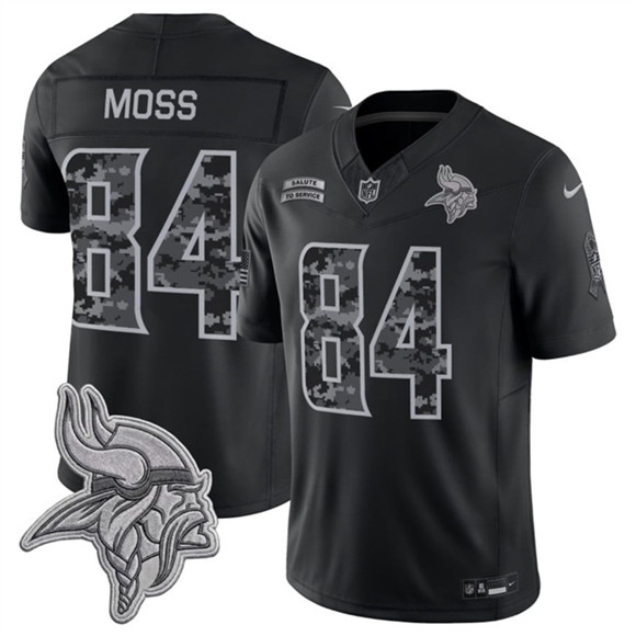 Minnesota Vikings #84 Randy Moss Black 2026 F.U.S.E. Salute to Service Limited Football Stitched Jersey Minnesota Vikings #84 Randy Moss Black 2026 F.U.S.E. Salute to Service Limited Football Stitched Jersey