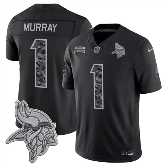 Minnesota Vikings #1 Kyler Murray Black 2026 F.U.S.E. Salute to Service Limited Football Stitched Jersey
