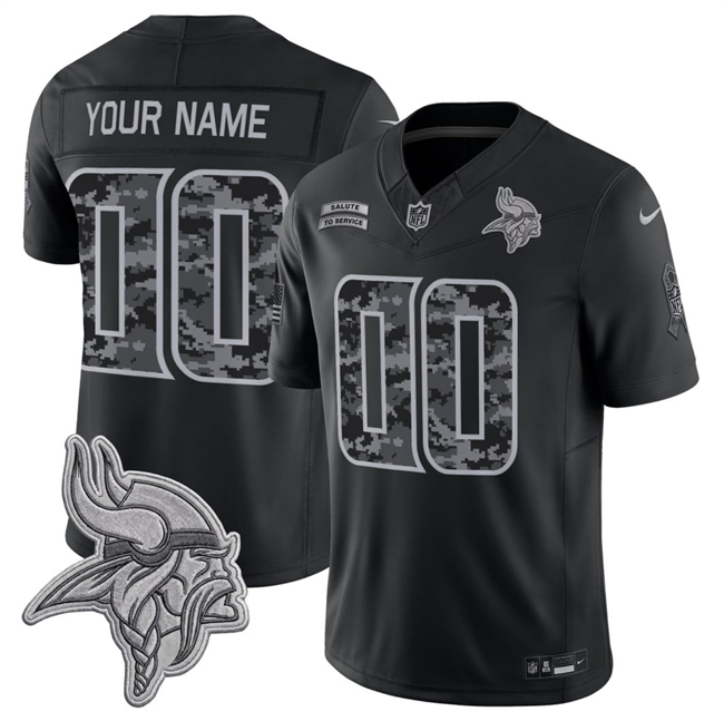 Minnesota Vikings Active Player Custom Black F.U.S.E. 2026 Salute to Service Limited Football Stitched Jersey