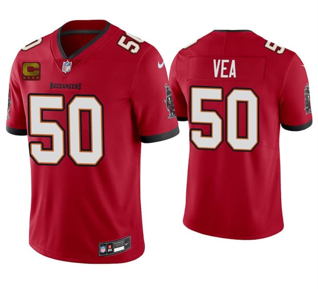 Tampa Bay Buccaneers #50 Vita Vea Red 2026 With 4-Star C Patch Vapor Limited Football Stitched Jersey Tampa Bay Buccaneers #50 Vita Vea Red 2026 With 4-Star C Patch Vapor Limited Football Stitched Jersey