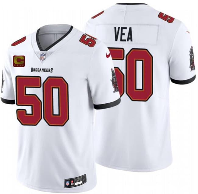 Tampa Bay Buccaneers #50 Vita Vea White 2026 With 4-Star C Patch Vapor Limited Football Stitched Jersey Tampa Bay Buccaneers #50 Vita Vea White 2026 With 4-Star C Patch Vapor Limited Football Stitched Jersey