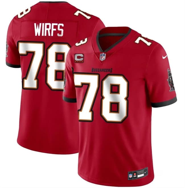 Tampa Bay Buccaneers #78 Tristan Wirfs Red 2026 With 4-Star C Patch Vapor Limited Football Stitched Jersey Tampa Bay Buccaneers #78 Tristan Wirfs Red 2026 With 4-Star C Patch Vapor Limited Football Stitched Jersey