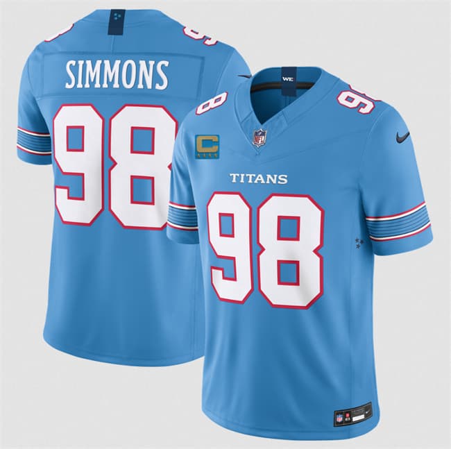 Tennessee Titans #98 Jeffery Simmons Light Blue 2026 With 4-Star C Patch F.U.S.E. Vapor Limited Football Stitched Jersey