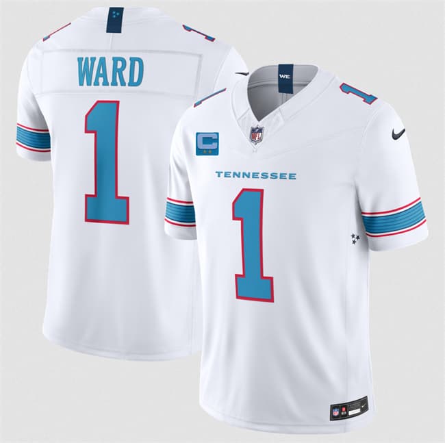 Tennessee Titans #1 Cameron Ward White 2026 With 2-Star C Patch F.U.S.E. Vapor Limited Football Stitched Jersey