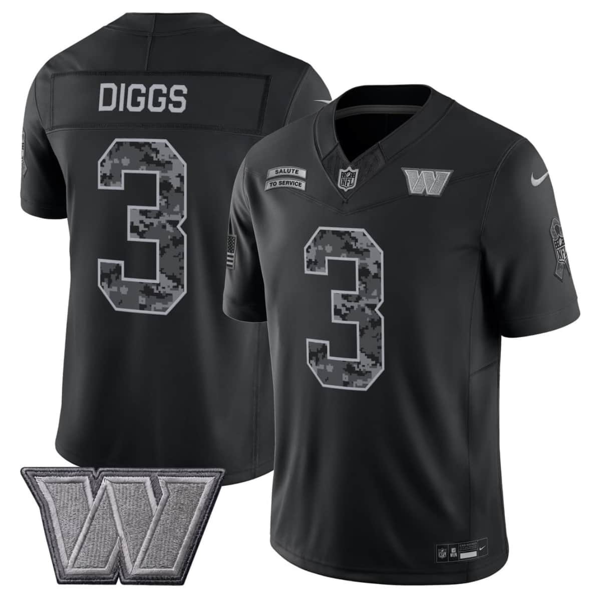 Washington Commanders #3 Stefon Diggs Black F.U.S.E. 2026 Salute to Service Limited Football Stitched Jersey