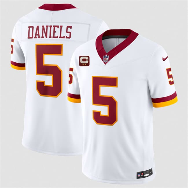 Washington Commanders #5 Jayden Daniels White With 2-Star C Patch F.U.S.E. Throwback Vapor Limited Football Stitched Jersey Washington Commanders #5 Jayden Daniels White With 2-Star C Patch F.U.S.E. Throwback Vapor Limited Football Stitched Jersey