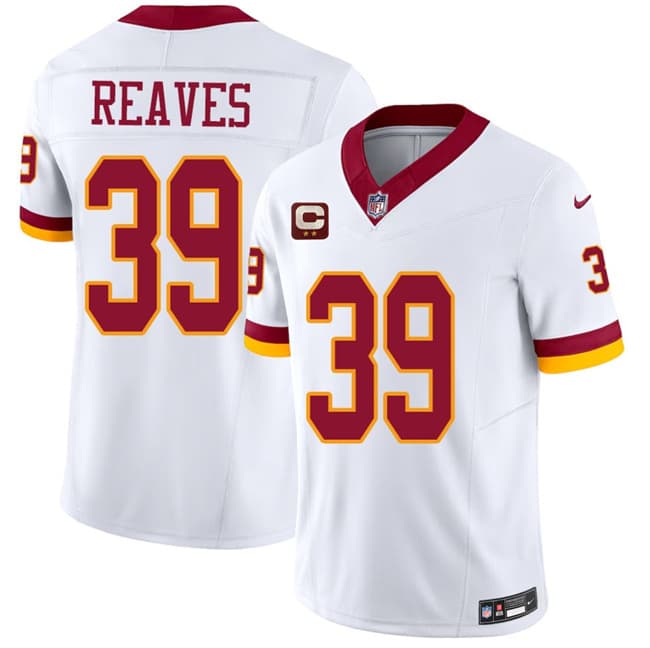 Washington Commanders #39 Jeremy Reaves White 2026 F.U.S.E. With 2-Star C Patch Vapor Limited Football Stitched Jersey Washington Commanders #39 Jeremy Reaves White 2026 F.U.S.E. With 2-Star C Patch Vapor Limited Football Stitched Jersey