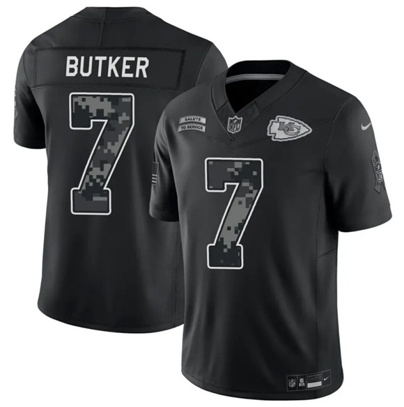 Kansas City Chiefs #7 Harrison Butker Black 2026 F.U.S.E. Salute to Service Limited Football Stitched Jersey