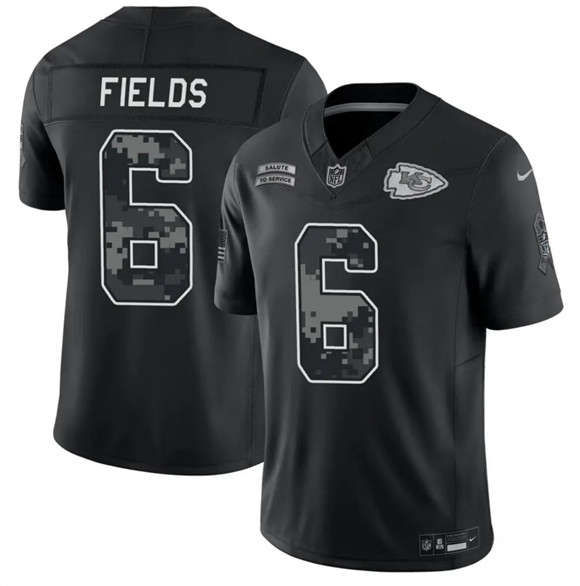 Kansas City Chiefs #6 Justin Fields Black 2026 F.U.S.E. Salute to Service Limited Football Stitched Jersey