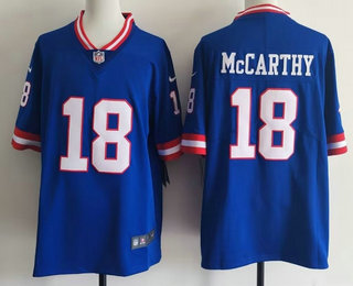 New York Giants #18 JJ McCarthy Limited Blue Throwback Vapor Jersey