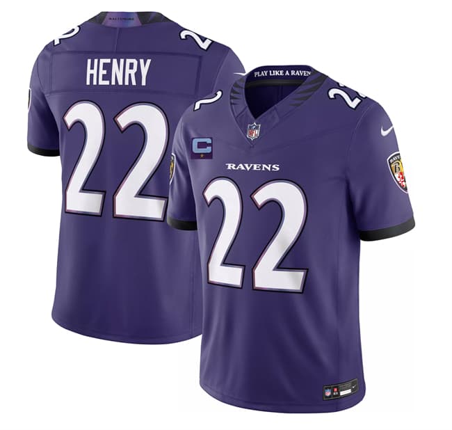 Baltimore Ravens #22 Derrick Henry Purple 2026 With 1-Star C Patch F.U.S.E. Vapor Limited Football Stitched Jersey Baltimore Ravens #22 Derrick Henry Purple 2026 With 1-Star C Patch F.U.S.E. Vapor Limited Football Stitched Jersey