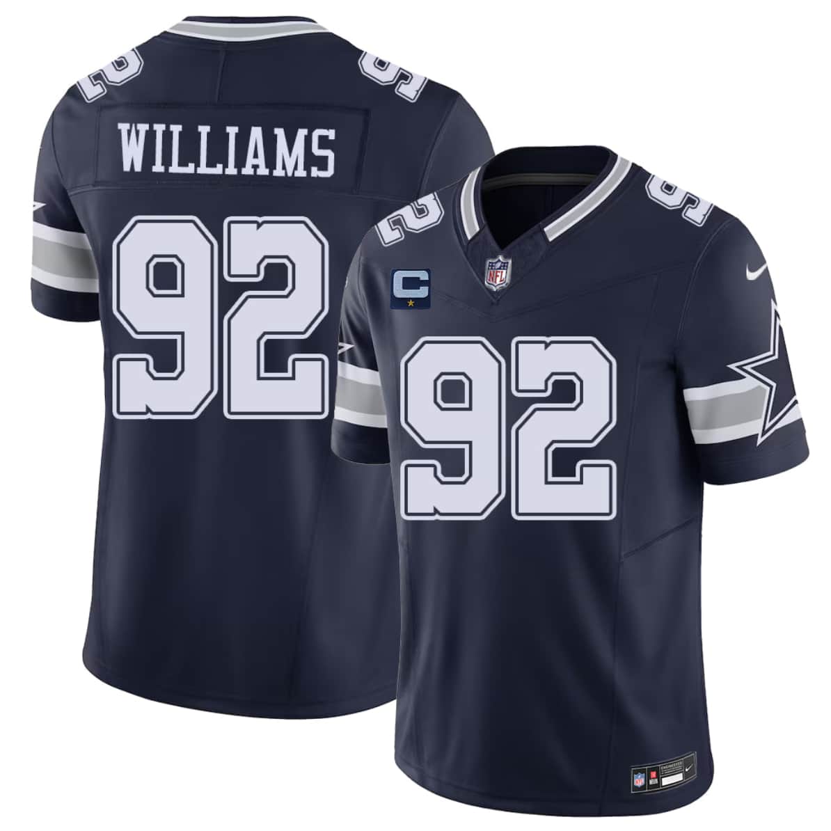 Dallas Cowboys #92 Quinnen Williams Navy 2026 With 1-Star C Patch F.U.S.E. Vapor Untouchable Limited Stitched Football Jersey