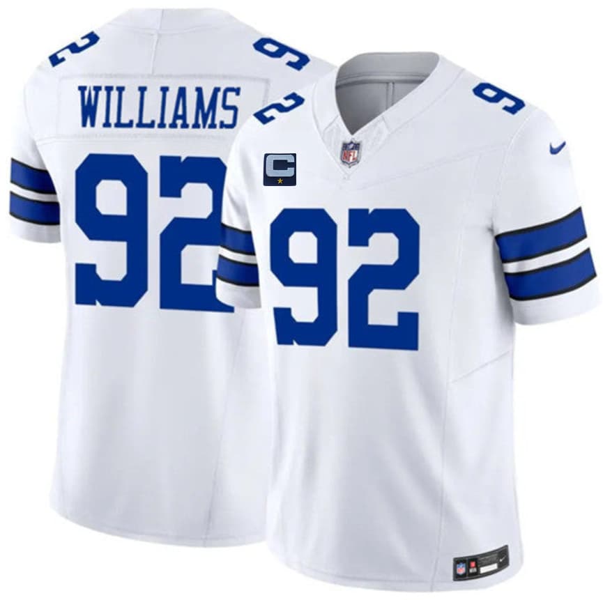 Dallas Cowboys #92 Quinnen Williams White 2026 With 1-Star C Patch F.U.S.E. Vapor Untouchable Limited Stitched Football Jersey