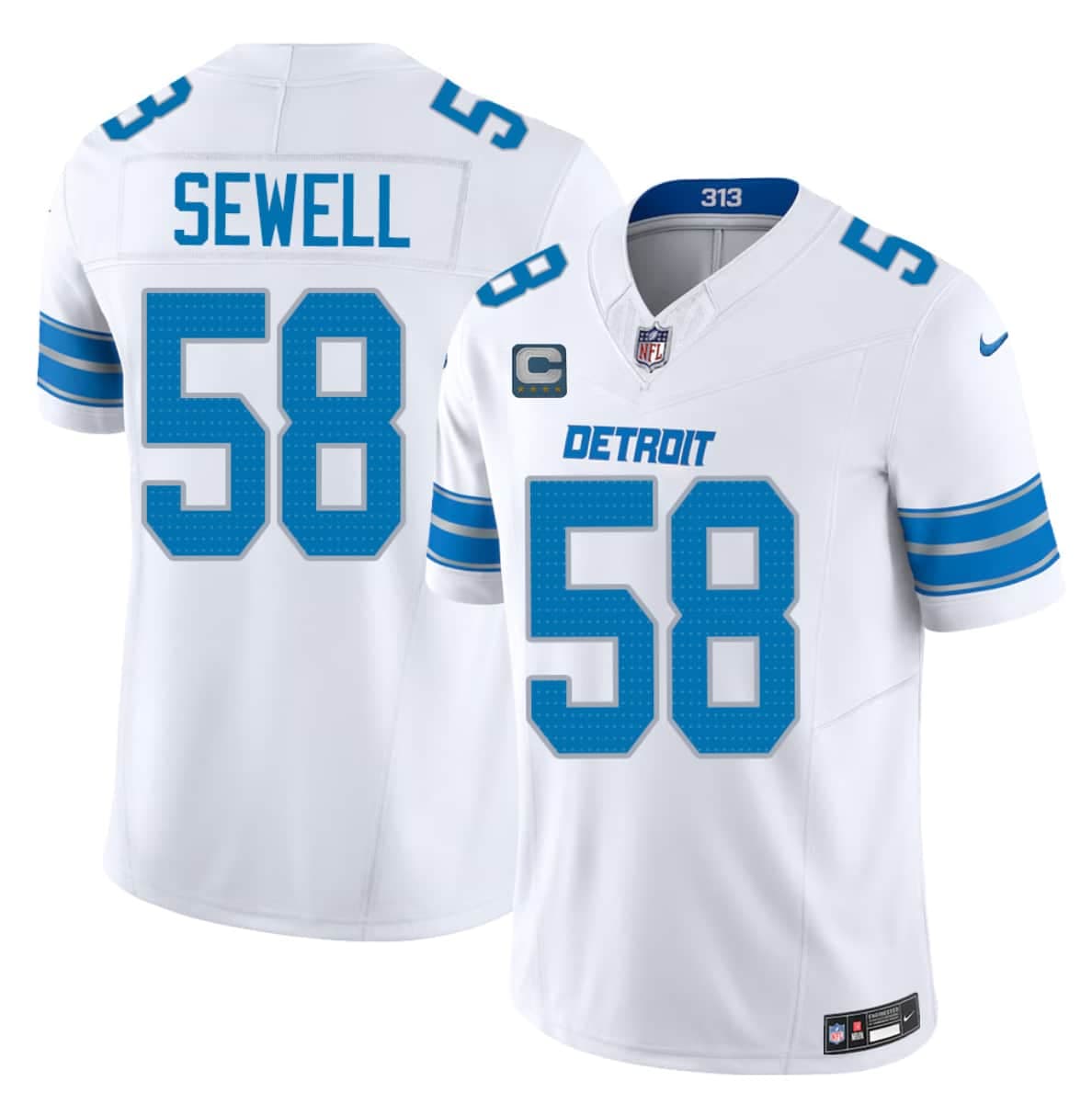 Detroit Lions #58 Penei Sewell White 2026 F.U.S.E. With 4-Star C Patch Vapor Limited Football Stitched Jersey