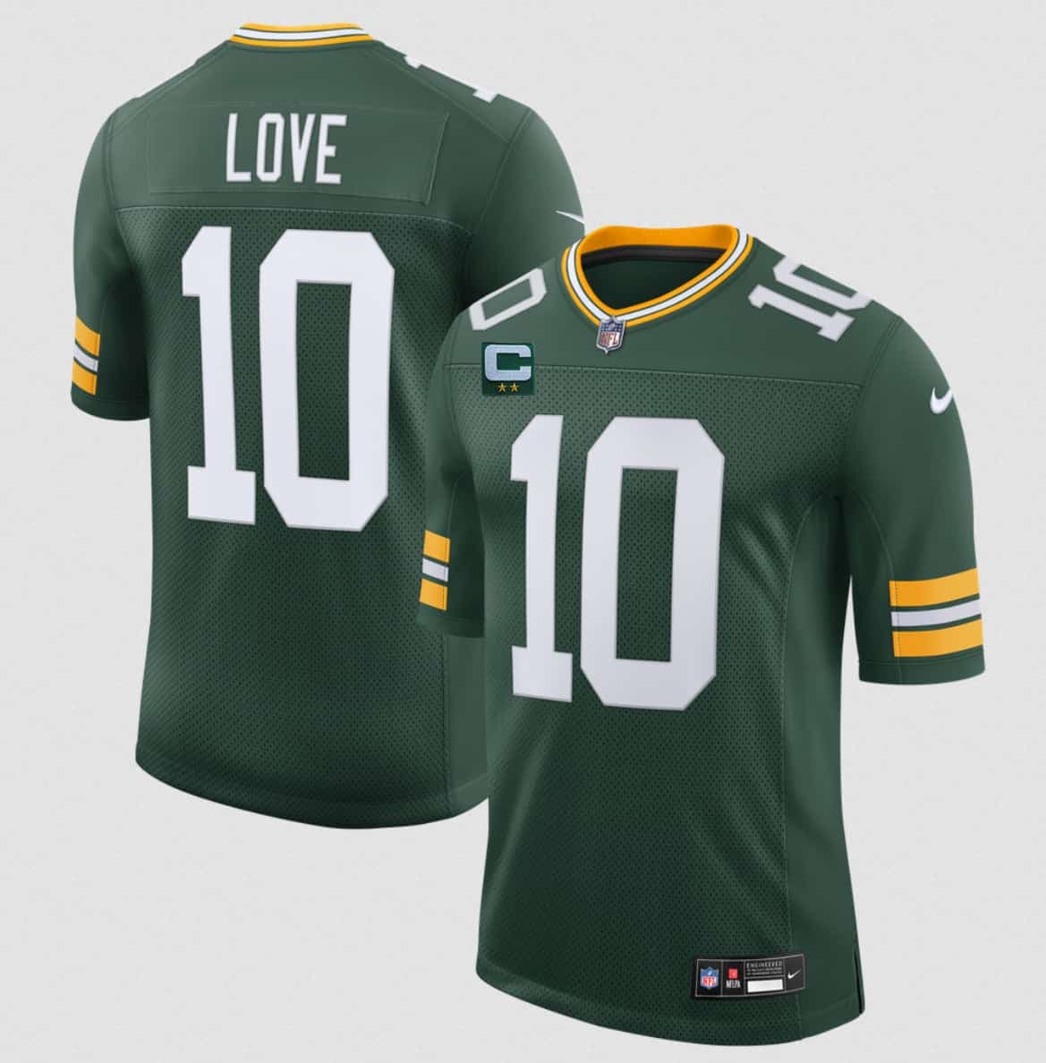 Green Bay Packers #10 Jordan Love Green With 2-Star C Patch New Vapor Untouchable Limited Football Stitched Jersey