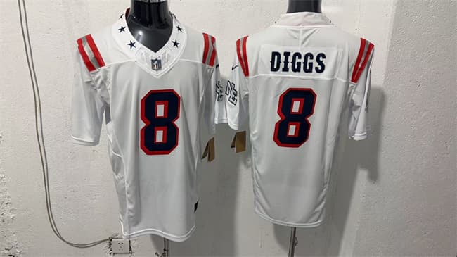 New England Patriots #8 Stefon Diggs White F.U.S.E. Vapor Limited Football Stitched Jersey