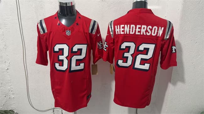 New England Patriots #32 TreVeyon Henderson Red F.U.S.E. Vapor Limited Football Stitched Jersey