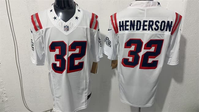 New England Patriots #32 TreVeyon Henderson White F.U.S.E. Vapor Limited Football Stitched Jersey