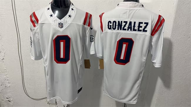 New England Patriots #0 Christian Gonzalez White F.U.S.E. Vapor Limited Football Stitched Jersey