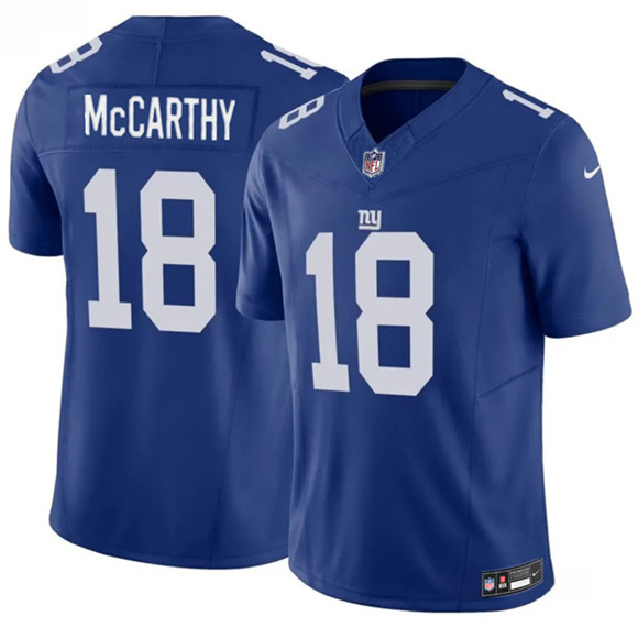 New York Giants #18 J.J. McCarthy Blue 2026 F.U.S.E. Vapor Untouchable Limited Football Stitched Jersey