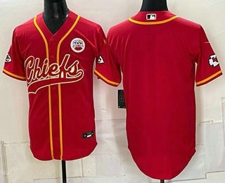 Kansas City Chiefs Blank Red Cool Base Stitched Baseball Jersey