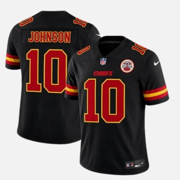 Kansas City Chiefs #10 Emmett Johnson Vapor Black Red Limited Black Stitched Jersey
