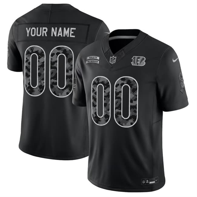 Cincinnati Bengals Active Player Custom Black F.U.S.E. 2026 Salute to Service Limited Football Stitched Jersey Cincinnati Bengals Active Player Custom Black F.U.S.E. 2026 Salute to Service Limited Football Stitched Jersey