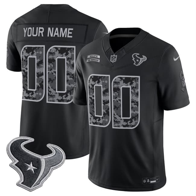 Houston Texans Active Player Custom Black F.U.S.E. 2026 Salute to Service Limited Football Stitched Jersey Houston Texans Active Player Custom Black F.U.S.E. 2026 Salute to Service Limited Football Stitched Jersey