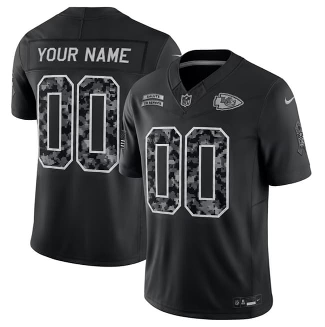 Kansas City Chiefs Active Player Custom Black F.U.S.E. 2026 Salute to Service Limited Football Stitched Jersey Kansas City Chiefs Active Player Custom Black F.U.S.E. 2026 Salute to Service Limited Football Stitched Jersey