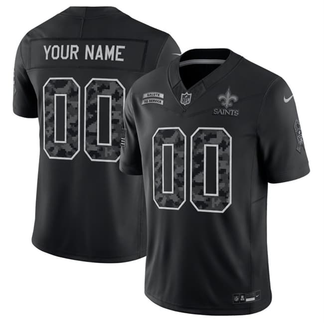 New Orleans Saints Active Player Custom Black F.U.S.E. 2026 Salute to Service Limited Football Stitched Jersey